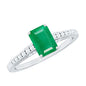Vintage Inspired 1 Carat Emerald Cut Emerald Engagement Ring with Diamonds