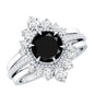 2.6 Carat Vintage Style Black Spinel 3 Piece Ring Set with Moissanite