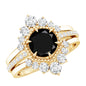 2.6 Carat Vintage Style Black Spinel 3 Piece Ring Set with Moissanite