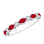 Certified Marquise Ruby Half Eternity Ring with Lab Diamond