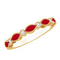 Certified Marquise Ruby Half Eternity Ring with Lab Diamond