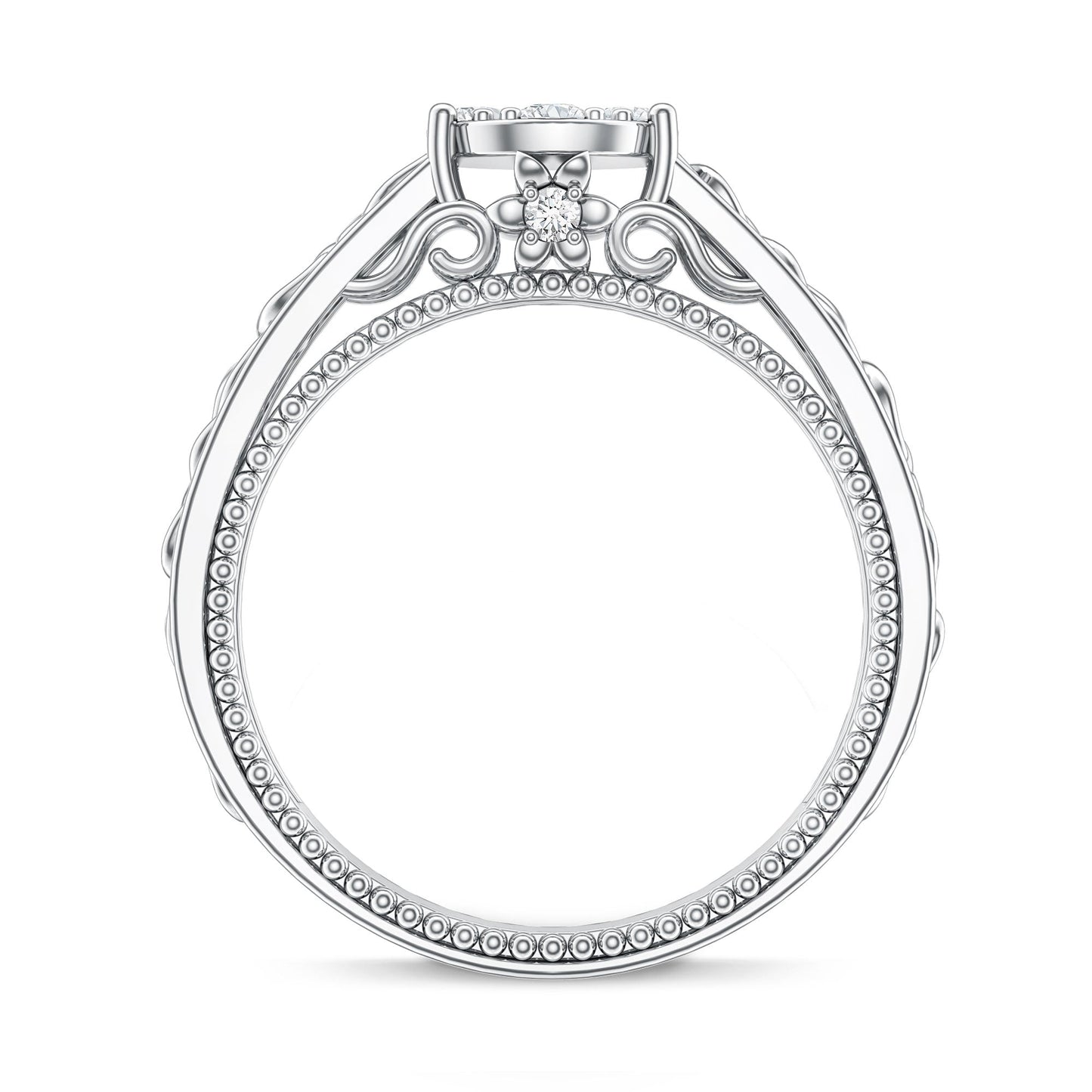 Illusion Real Diamond Celtic Knot Band Ring for Women