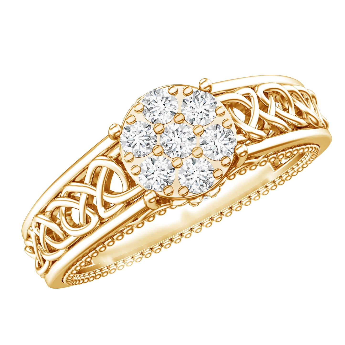 Illusion Real Diamond Celtic Knot Band Ring for Women