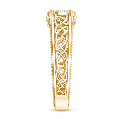 Illusion Real Diamond Celtic Knot Band Ring for Women