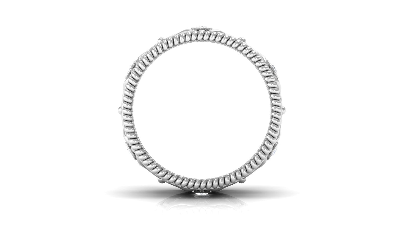Vintage Inspired Real Diamond Wedding Band Ring