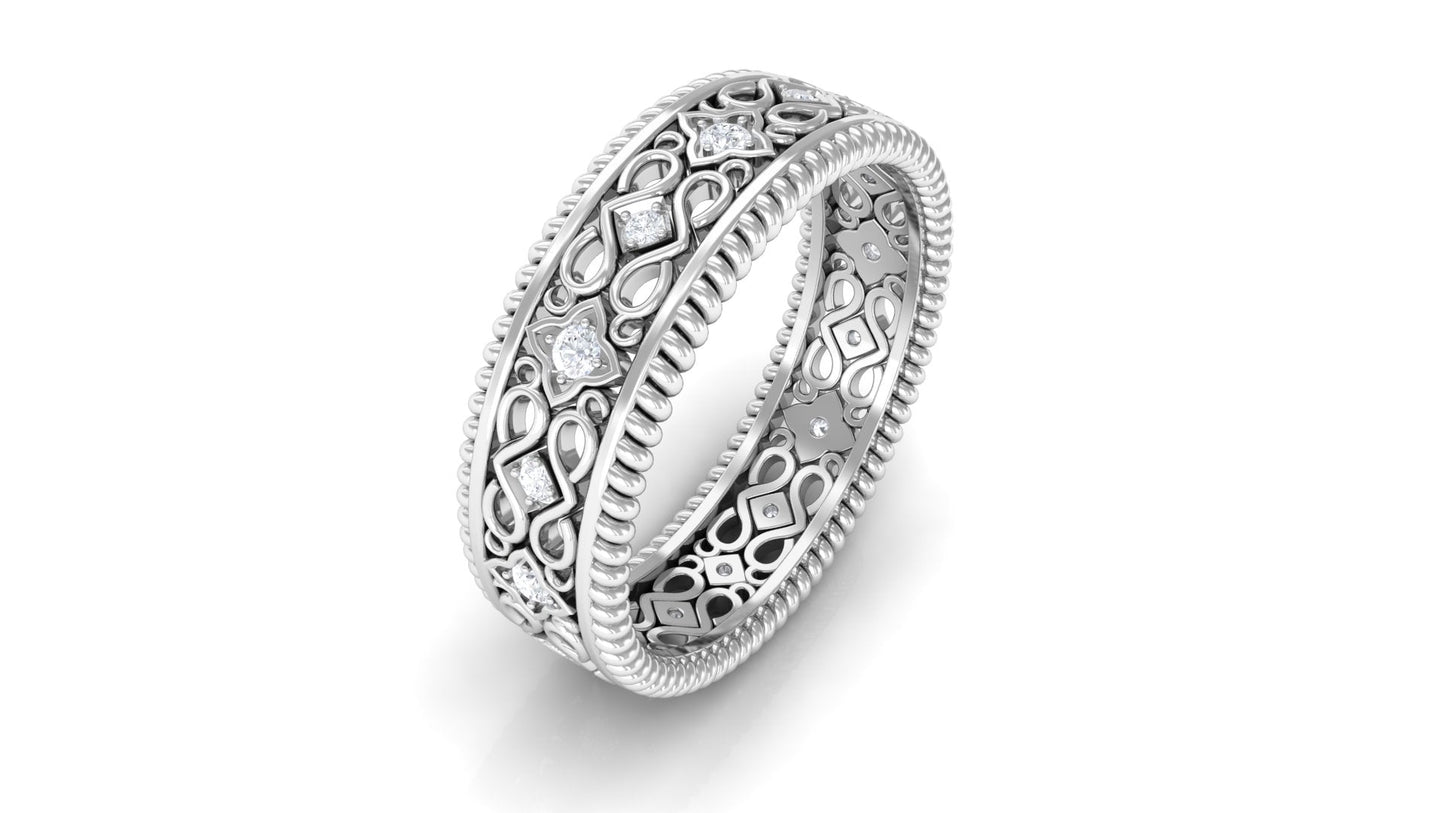 Vintage Looking Natural Diamond Wedding Band