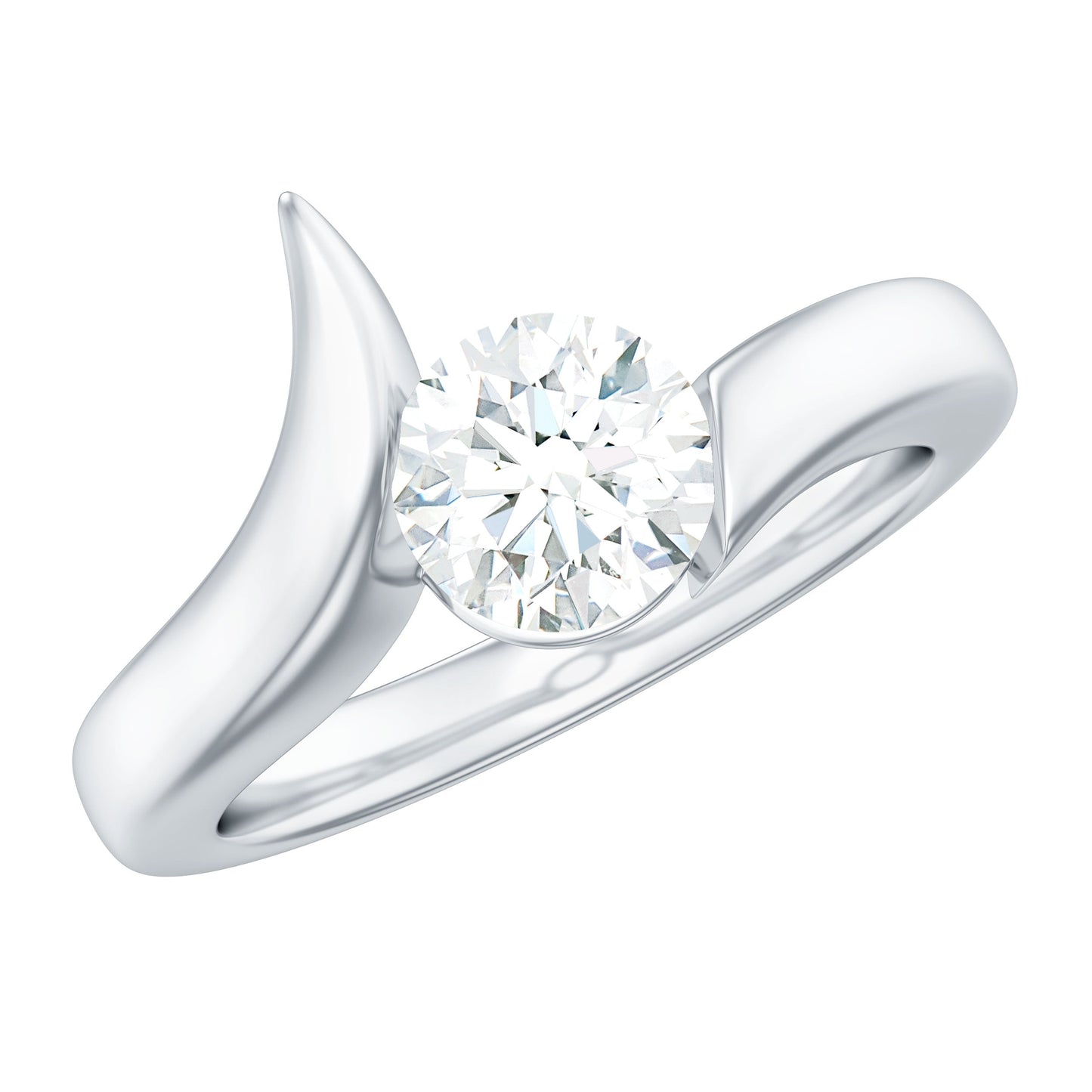 Brilliant Cut Moissanite Engagement Ring in Tension Setting