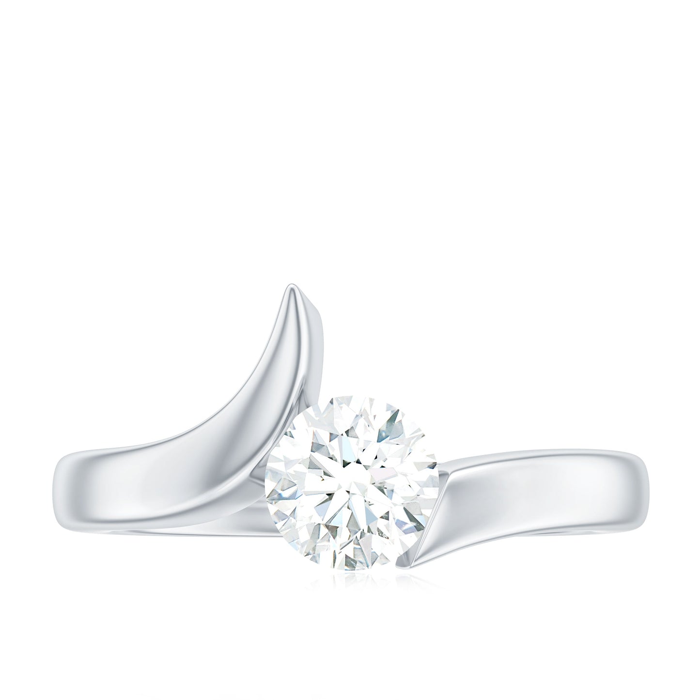 Brilliant Cut Moissanite Engagement Ring in Tension Setting