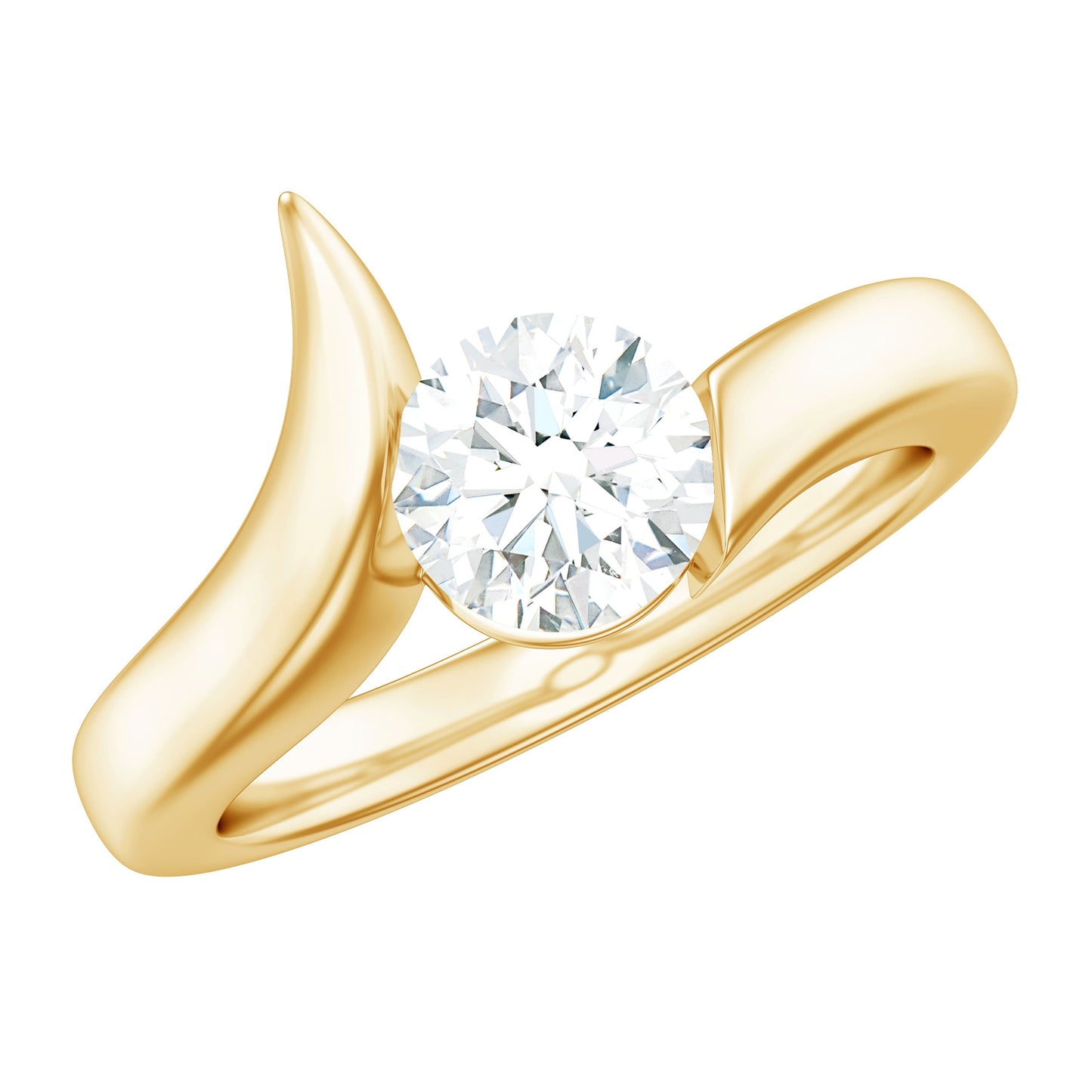 Brilliant Cut Moissanite Engagement Ring in Tension Setting