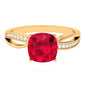 Cushion Cut Solitaire Lab Grown Ruby Infinity Engagement Ring with Diamond