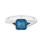 3 Carat Asscher Cut London Blue Topaz Split Shank Engagement Ring with Diamond
