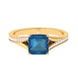 3 Carat Asscher Cut London Blue Topaz Split Shank Engagement Ring with Diamond