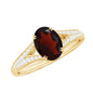 Natural 1.5 Carat Garnet Oval Engagement Ring with Diamond Split Shank