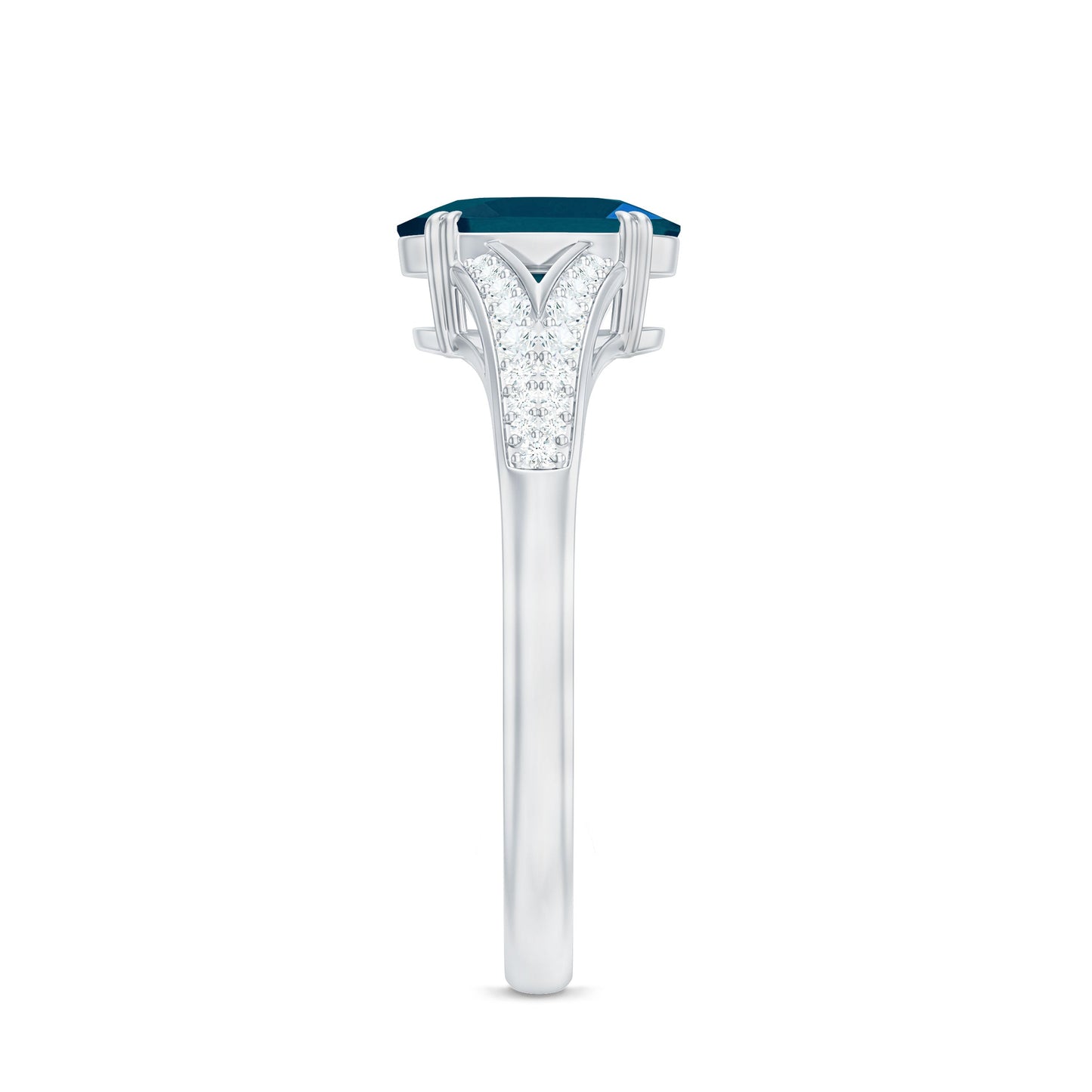 1 Carat Oval Cut London Blue Topaz Solitaire Engagement Ring with Diamond Split Shank