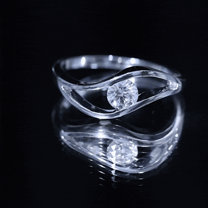 Certified 0.98 Carat Round Moissanite Solitaire Ring with Tension Setting