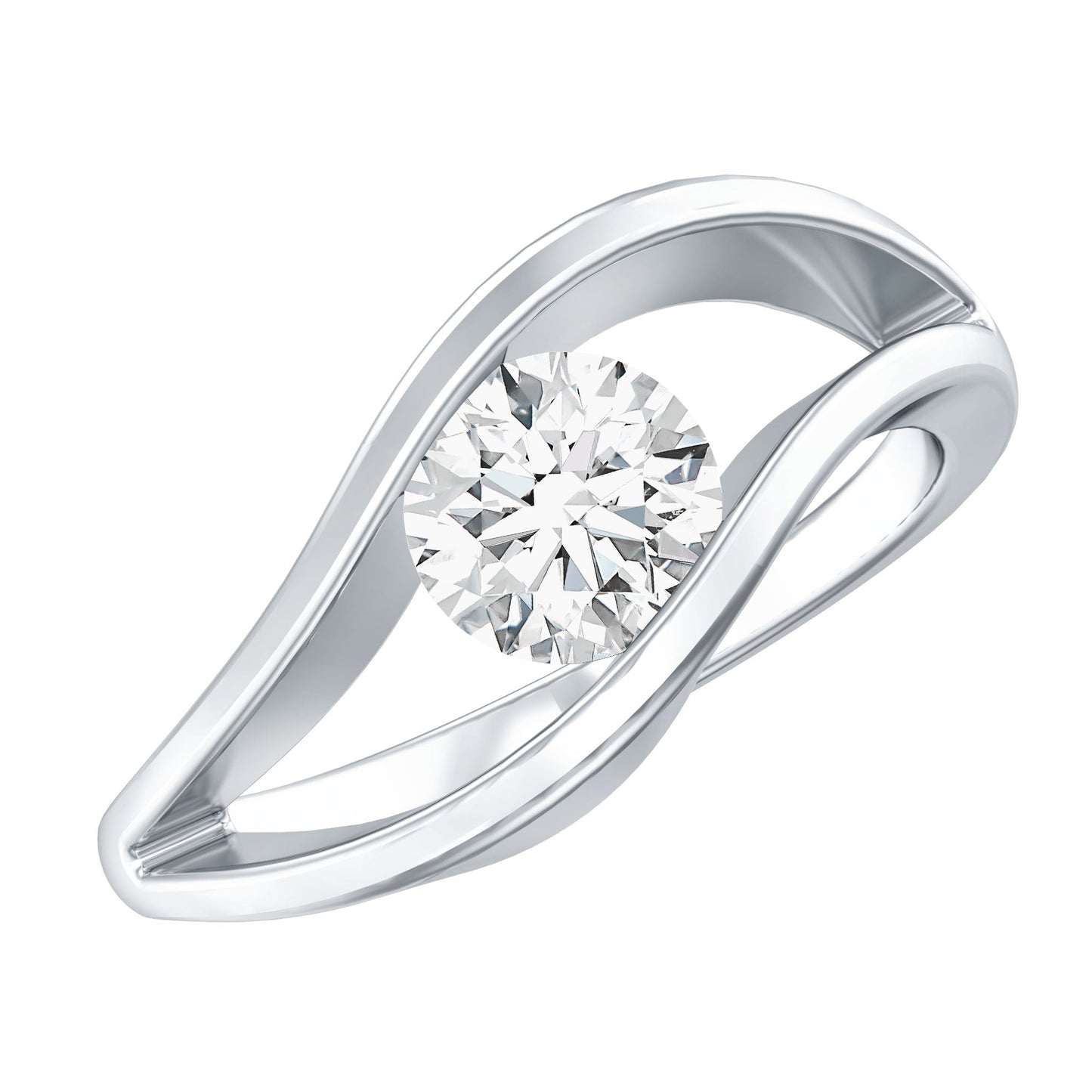 Certified 0.98 Carat Round Moissanite Solitaire Ring with Tension Setting