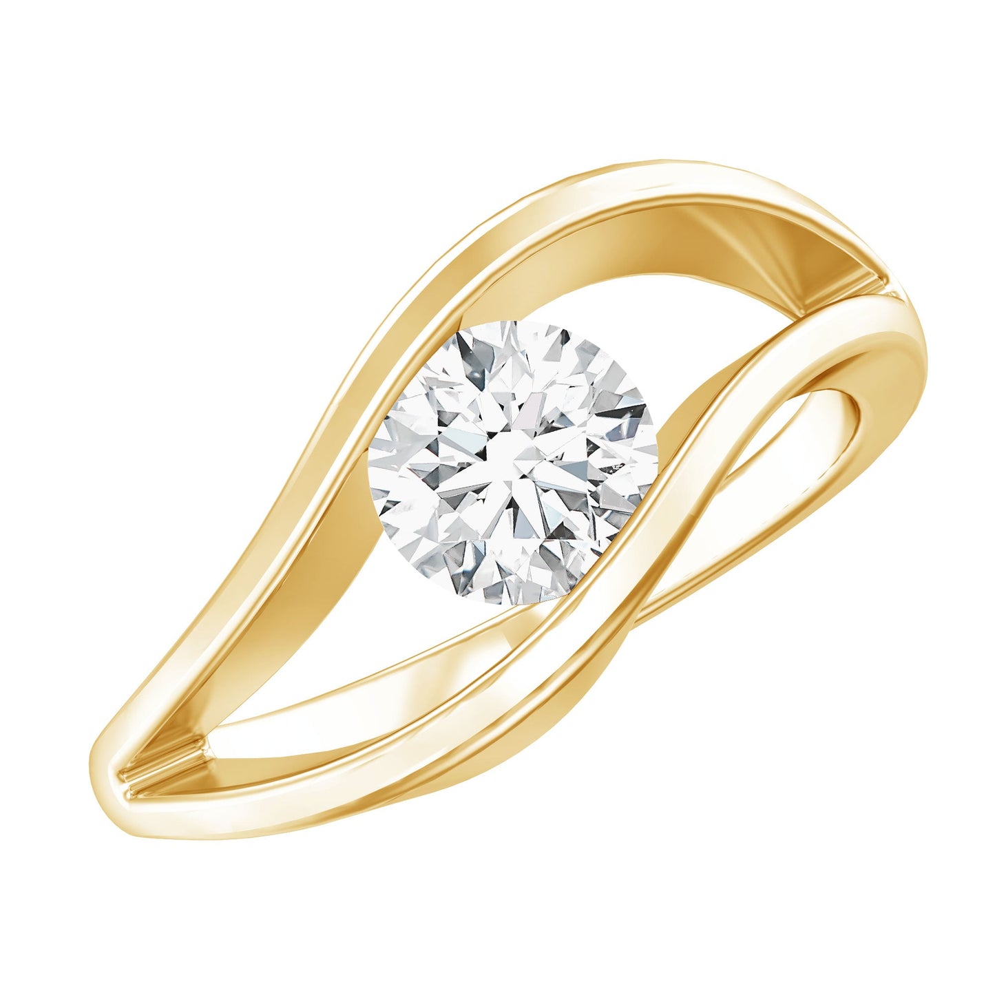 Certified 0.98 Carat Round Moissanite Solitaire Ring with Tension Setting