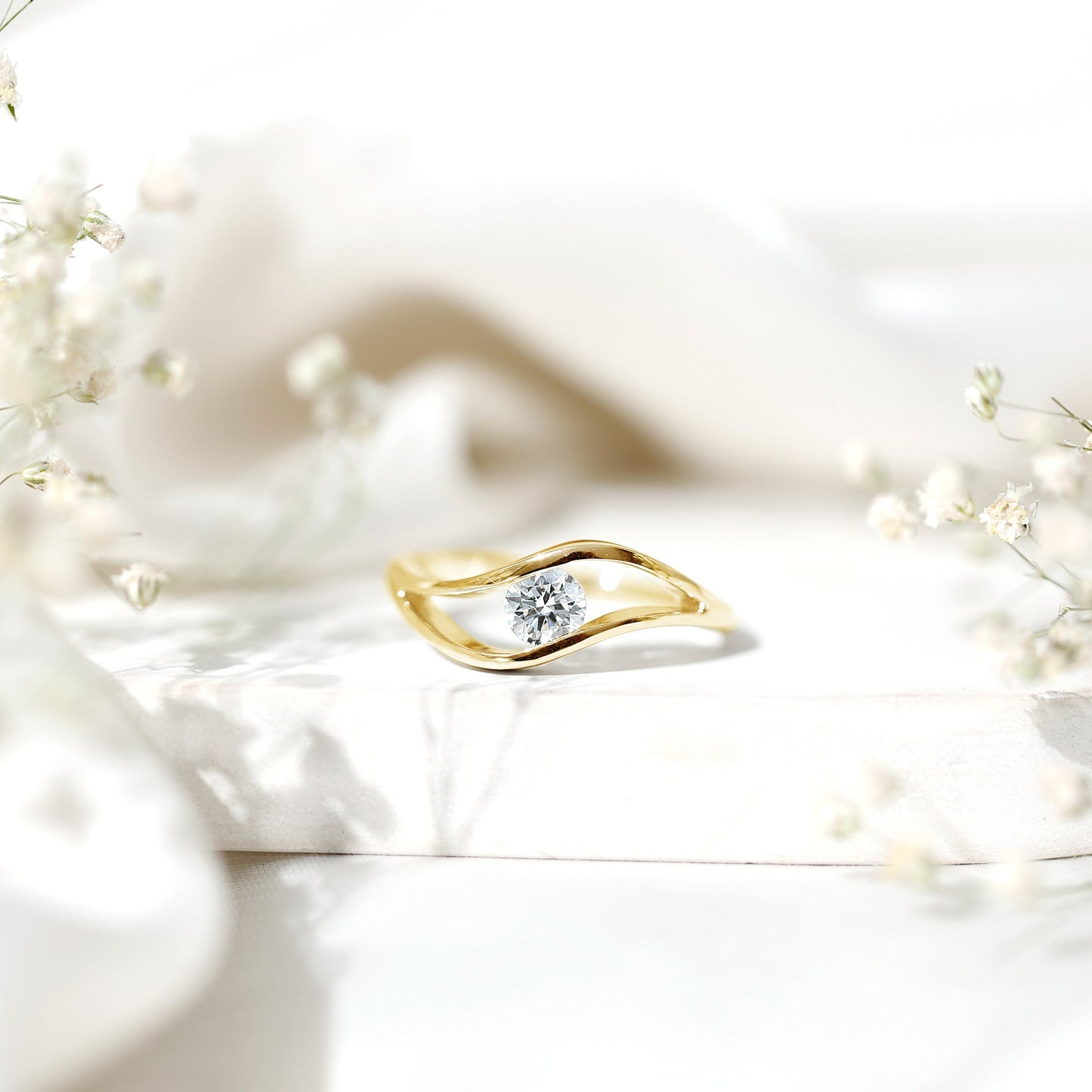 Certified 0.98 Carat Round Moissanite Solitaire Ring with Tension Setting