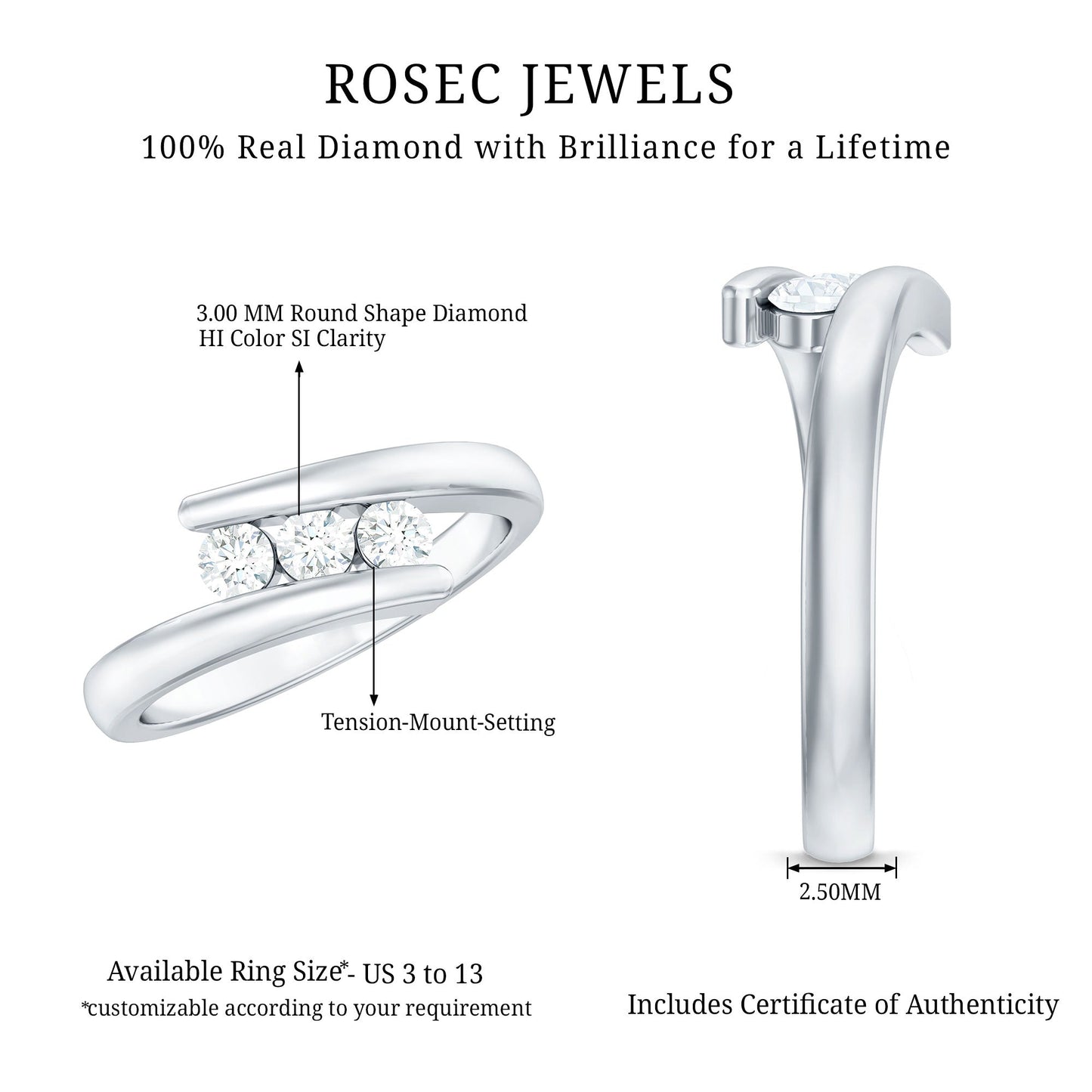 Certified Diamond Three Stone Promise Ring