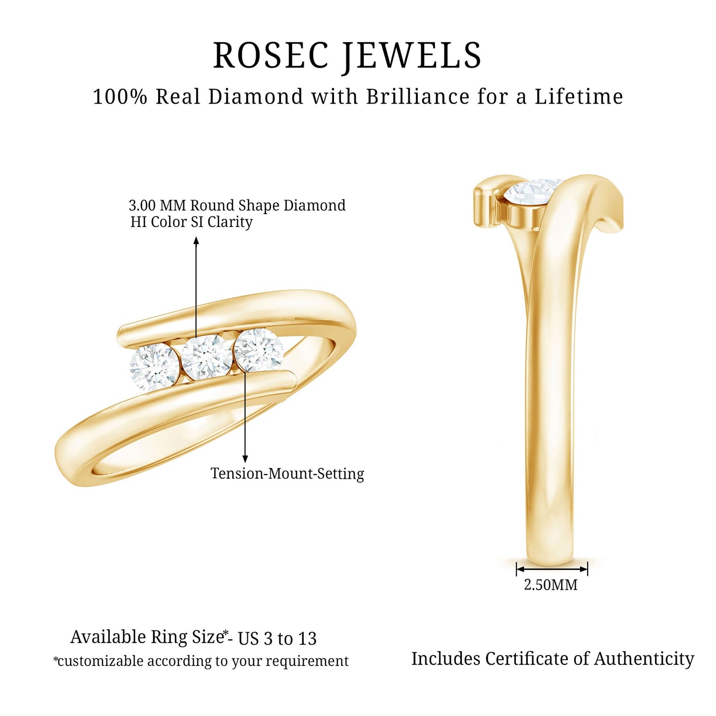 Certified Diamond Three Stone Promise Ring