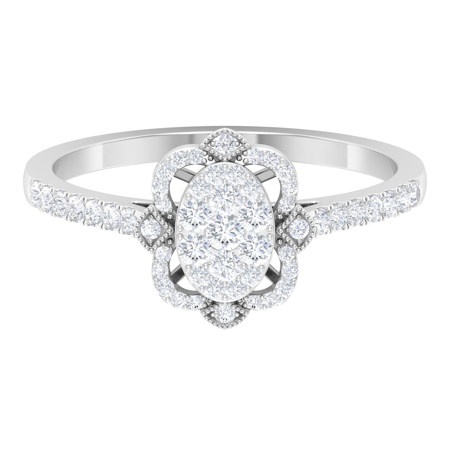 Illusion Set Diamond Vintage Looking Engagement Ring