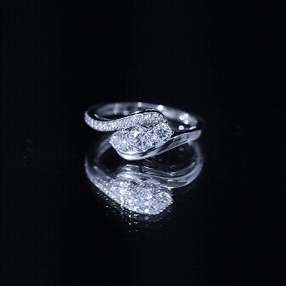 Certified Moissanite Three Stone Engagement Ring with Bypass Shank