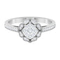 Vintage Inspired Diamond Halo Engagement Ring In Illusion Setting