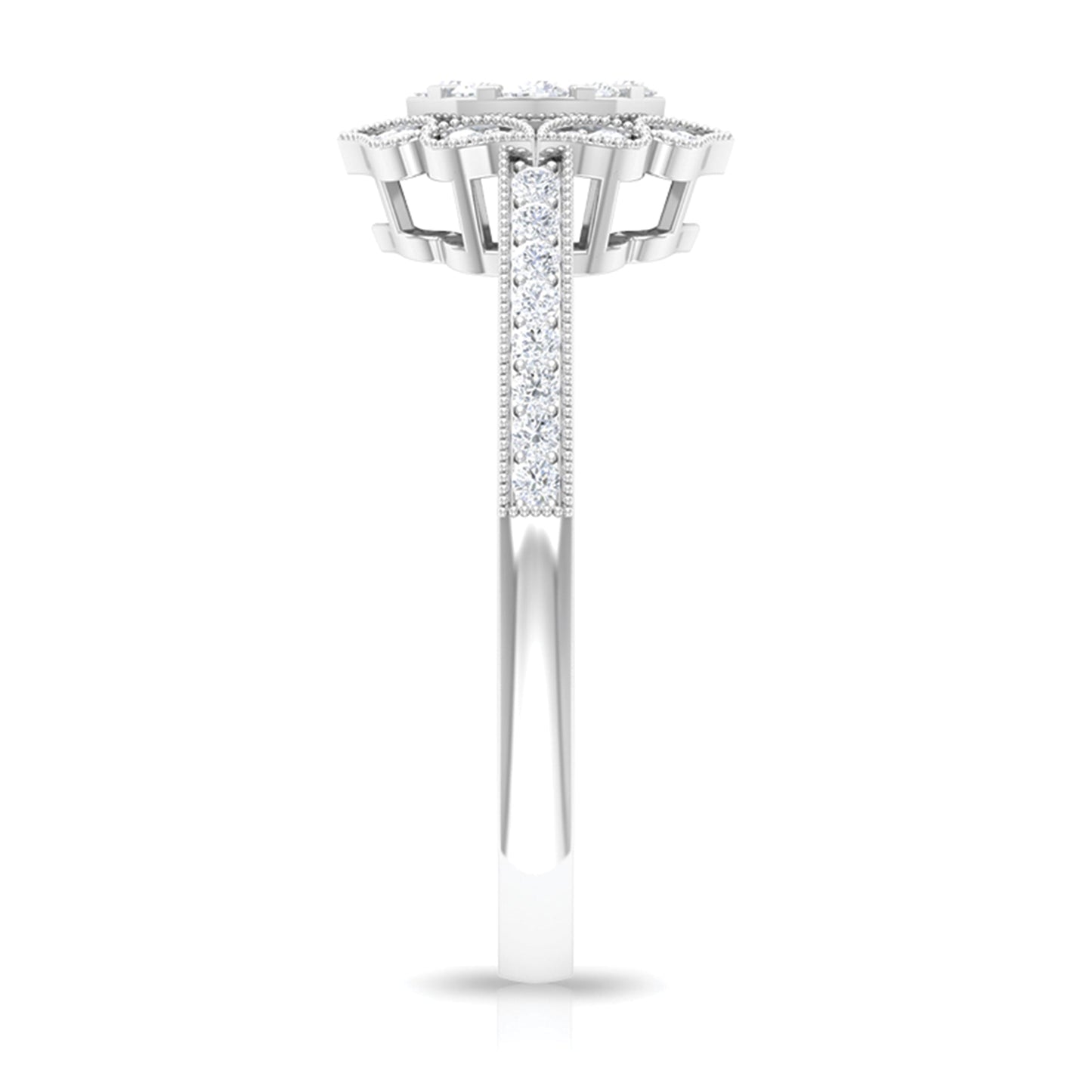 Vintage Inspired Diamond Halo Engagement Ring In Illusion Setting