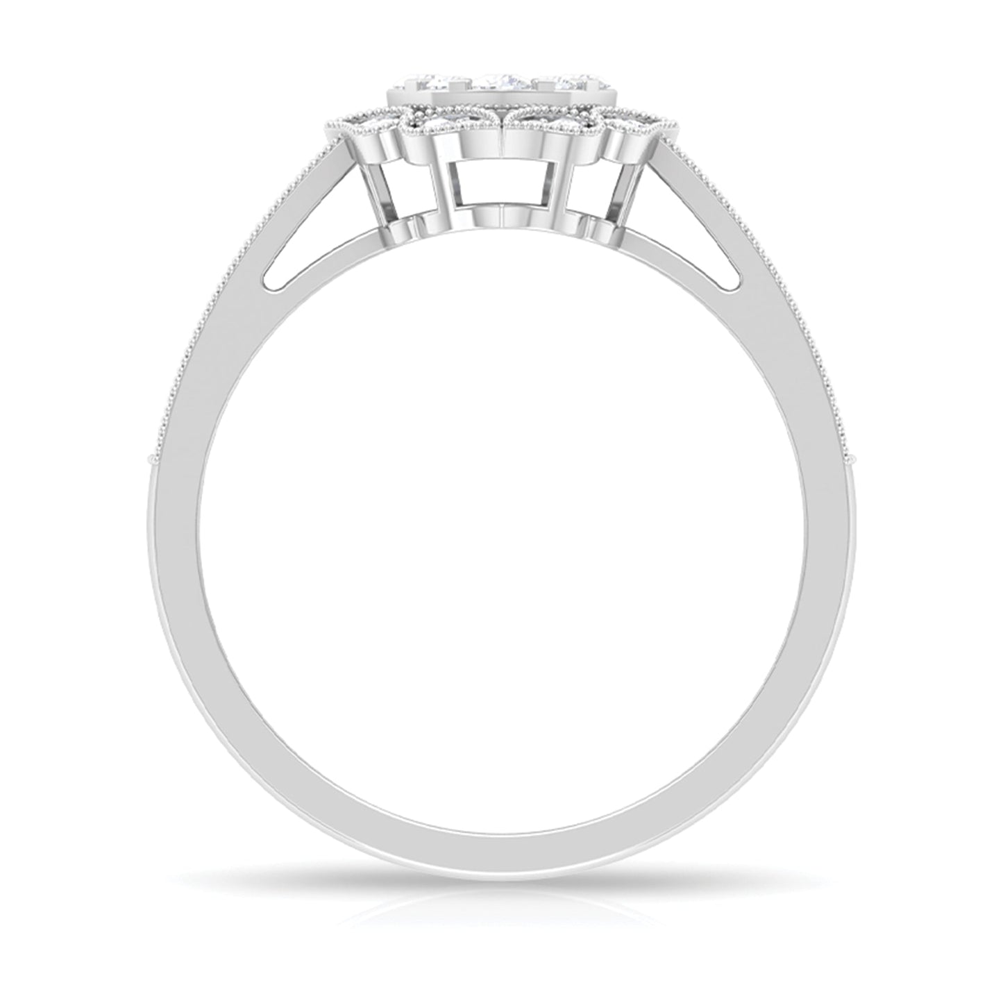 Vintage Inspired Diamond Halo Engagement Ring In Illusion Setting