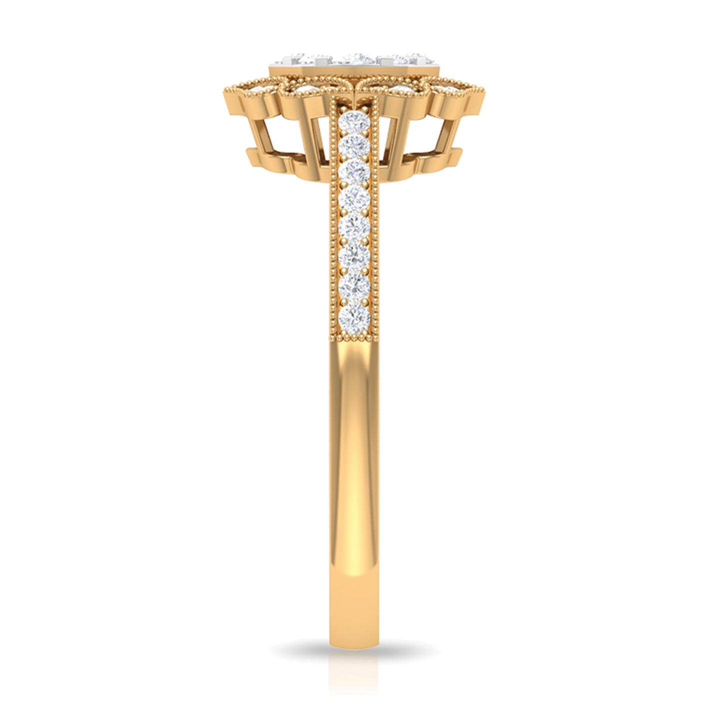 Vintage Inspired Diamond Halo Engagement Ring In Illusion Setting