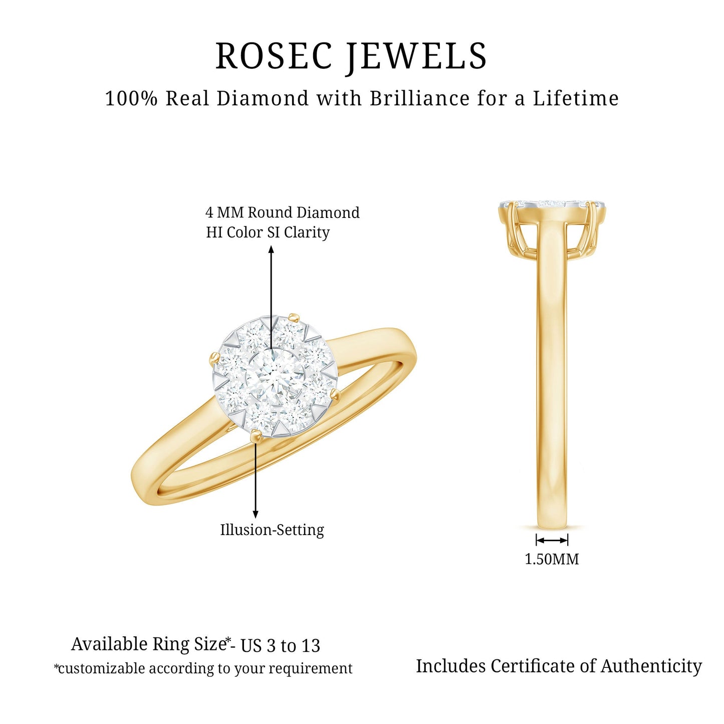 Natural Diamond Promise Ring in Illusion Set
