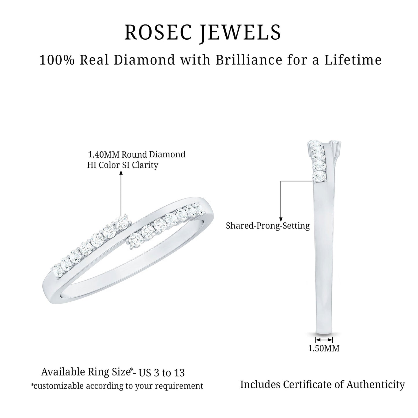 Minimalist Real Diamond Stackable Ring for Women