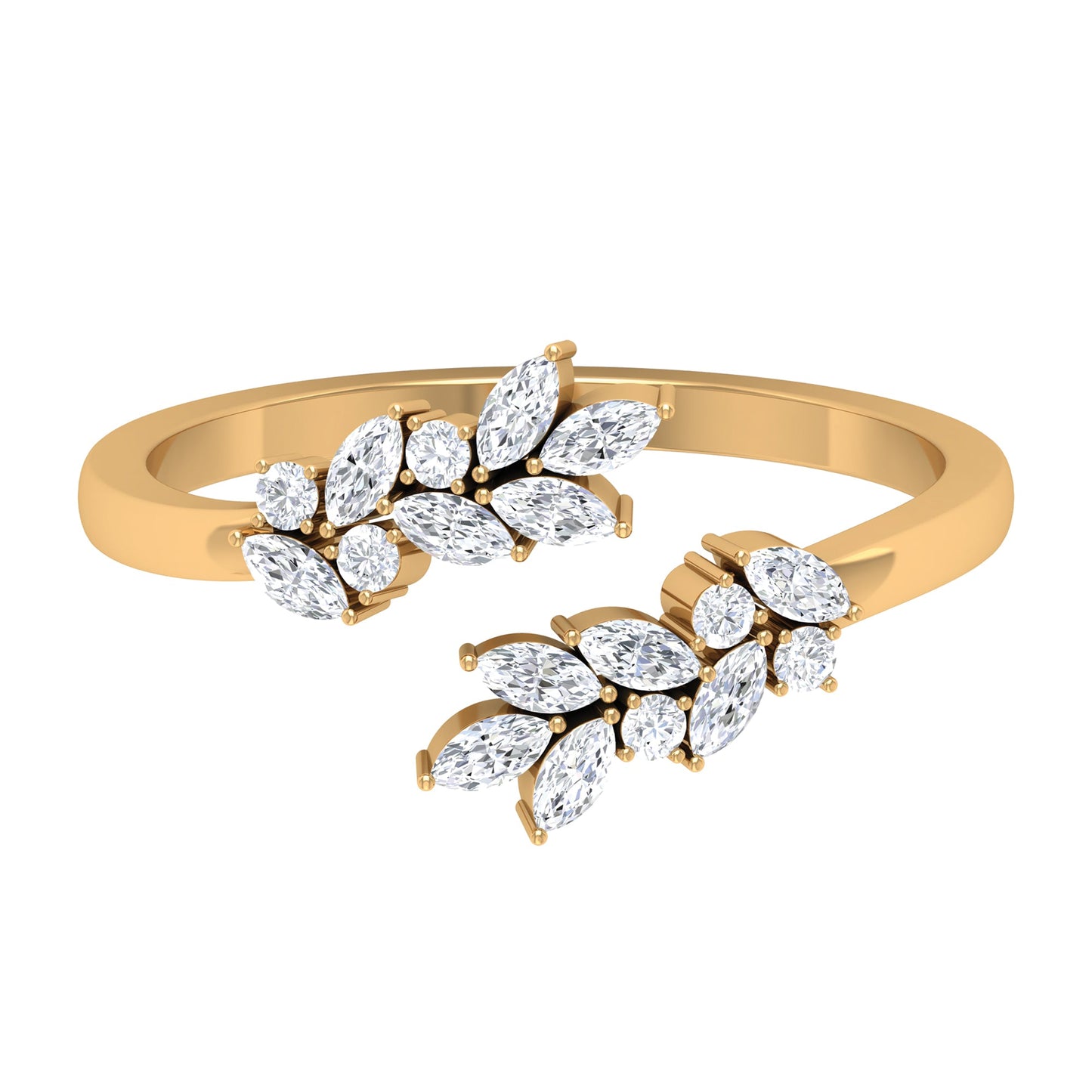 Nature Inspired Diamond Leaf Wrap Ring for Women