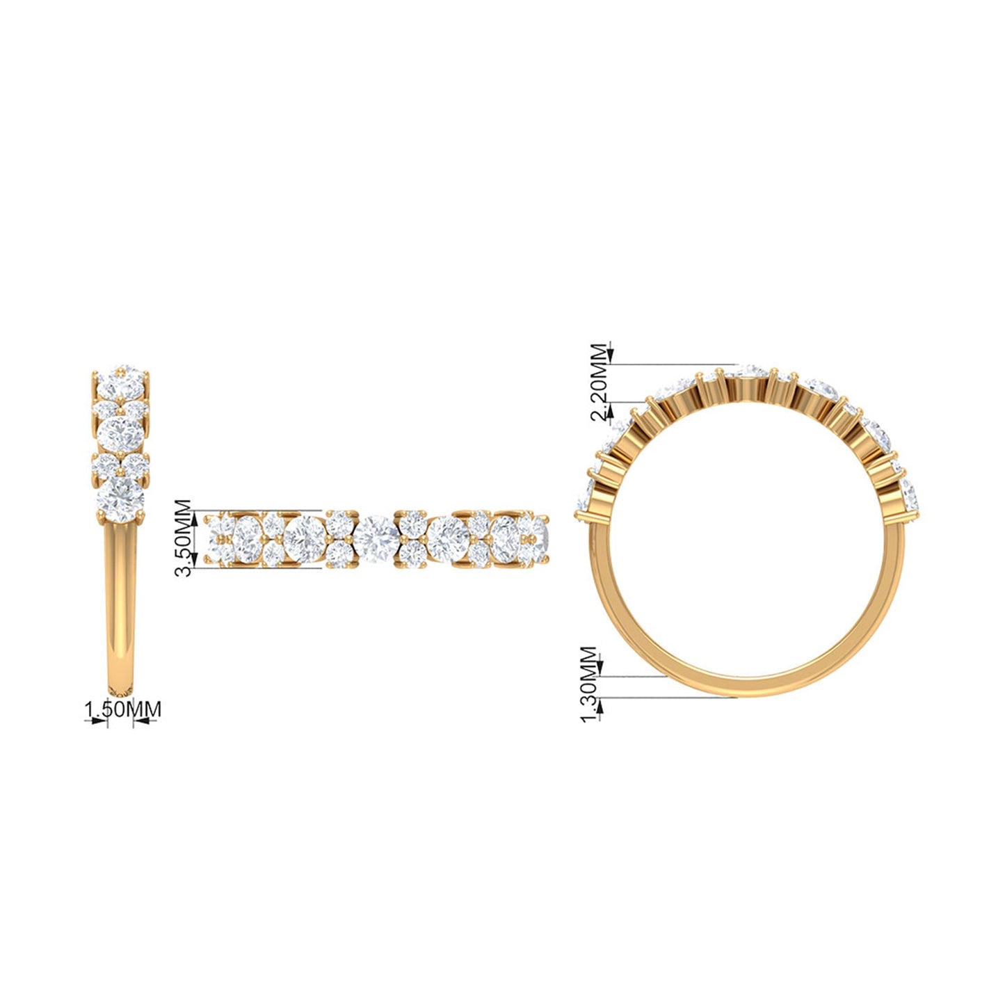Certified Real Diamond Half Eternity Ring