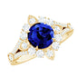 Certified 2.7 Carat Lab Grown Blue Sapphire Flower Engagement Ring with Diamond