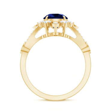 Certified 2.7 Carat Lab Grown Blue Sapphire Flower Engagement Ring with Diamond
