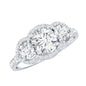 Certified Moissanite Three Stone Statement Engagement Ring
