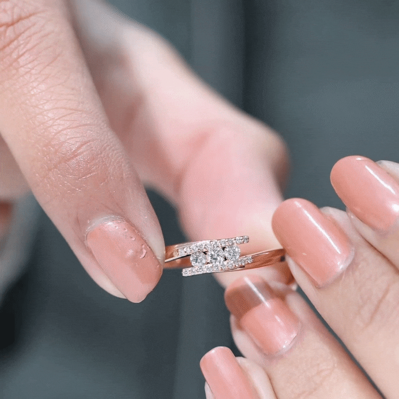 Round Diamond Three Stone Promise Ring