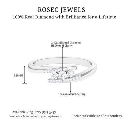 Round Diamond Three Stone Promise Ring