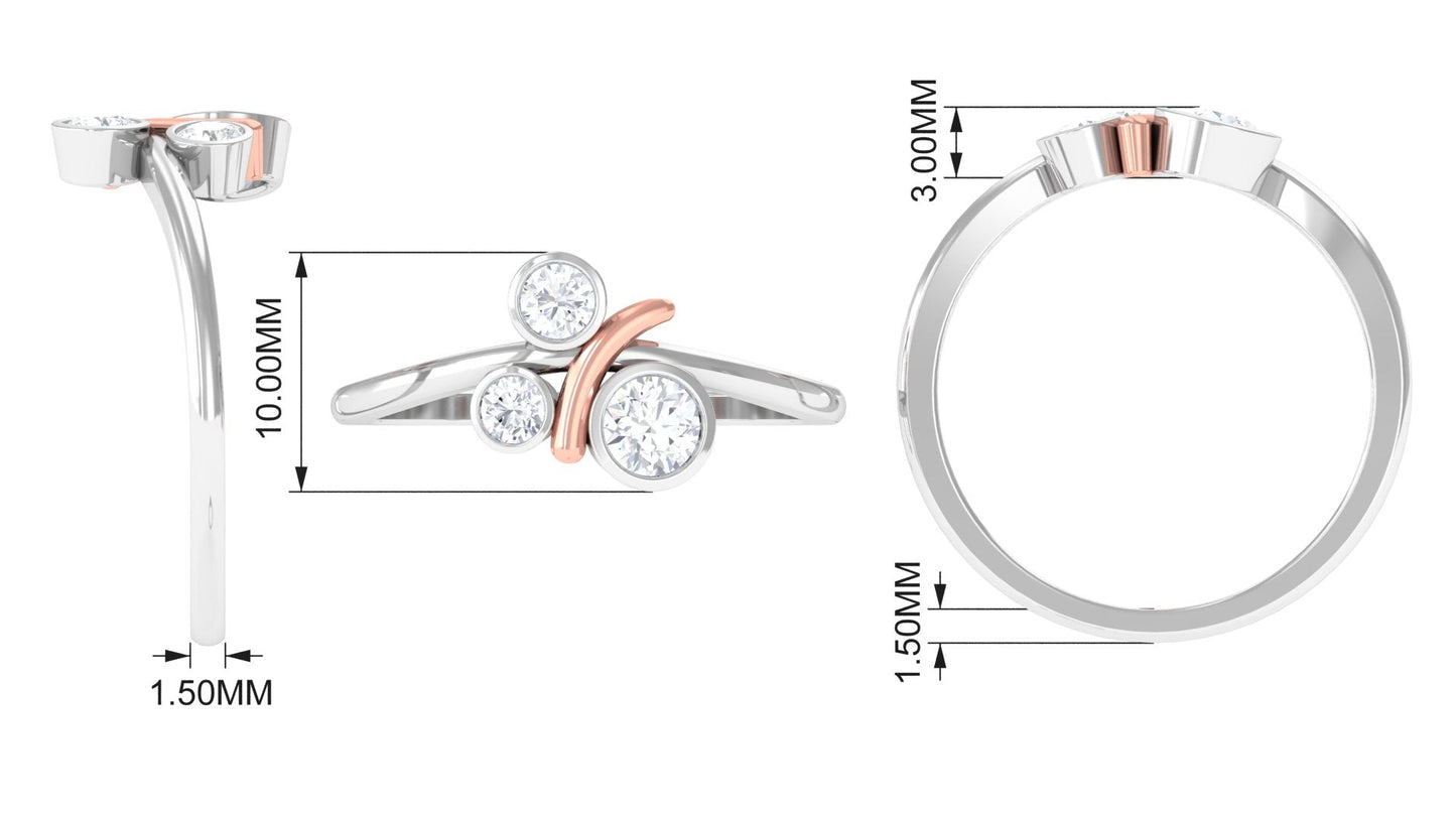 Natural Bezel Set Diamond 3 Stone Promise Ring