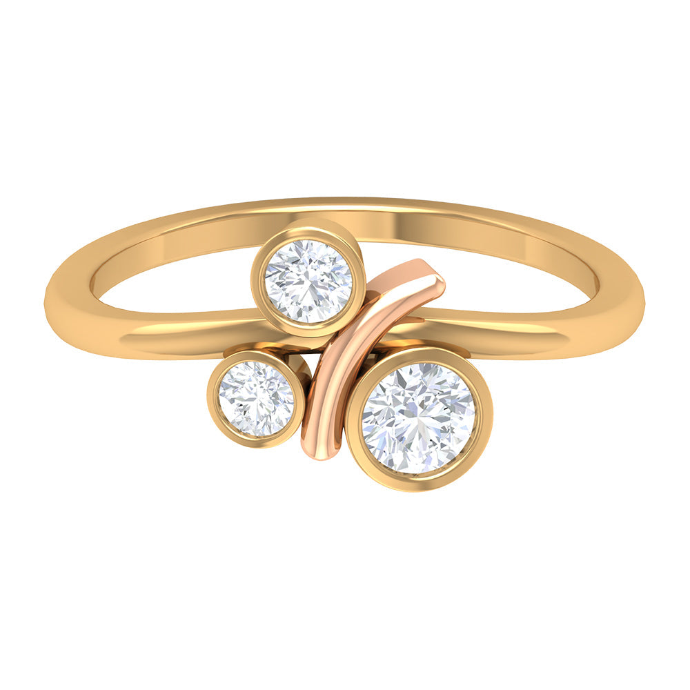 Natural Bezel Set Diamond 3 Stone Promise Ring