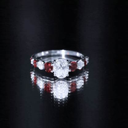 1.2 Carat Certified Moissanite Oval Engagement Ring with Garnet