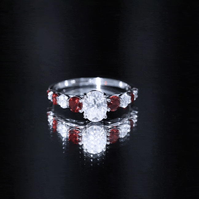 1.2 Carat Certified Moissanite Oval Engagement Ring with Garnet