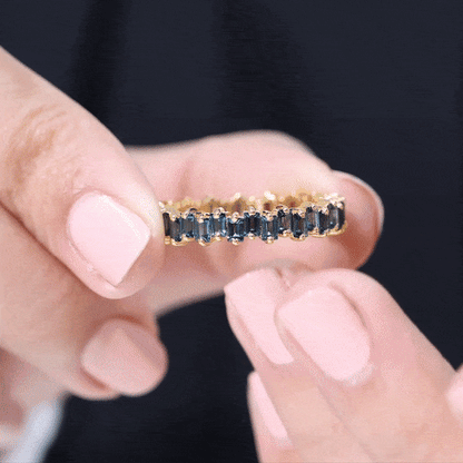 Baguette London Blue Topaz Zig Zag Wedding Ring
