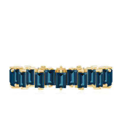 Baguette London Blue Topaz Zig Zag Wedding Ring