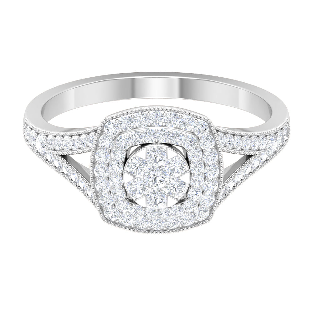 Vintage Looking Diamond Engagement Ring with Split Shank