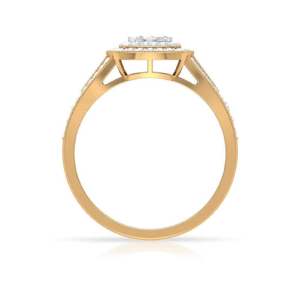 Vintage Looking Diamond Engagement Ring with Split Shank