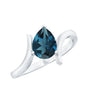 1 Carat Pear Shape London Blue Topaz Solitaire Ring with Bypass Shank