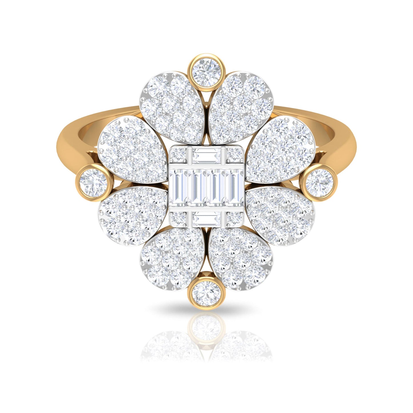Natural Diamond Statement Engagement Ring in Illusion Set