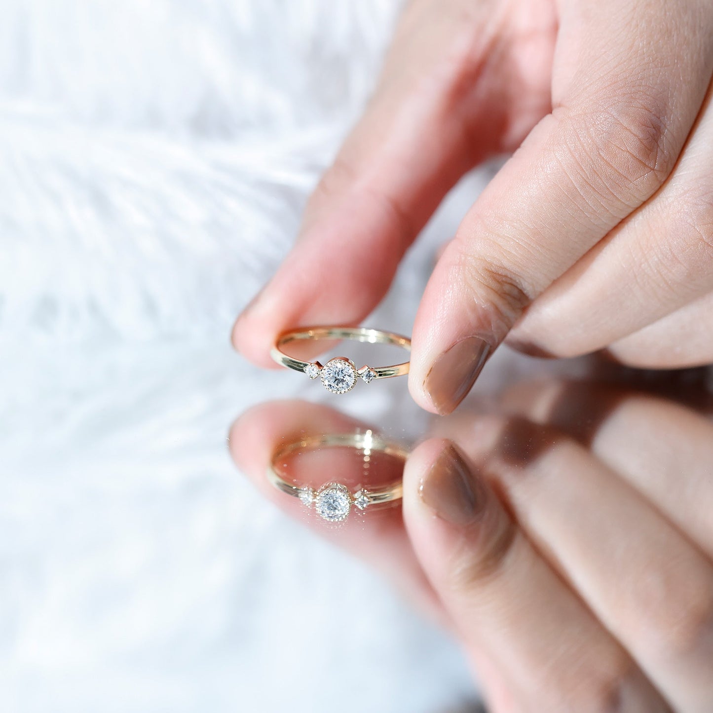 Minimal Diamond Promise Ring in Bezel Setting